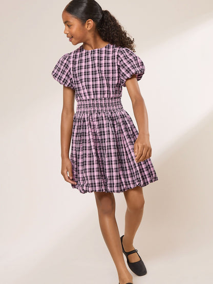 Dsiney Kidz - Lipsy Pink Check Shirred Waist Puffball Dress (5-16yrs) image 2