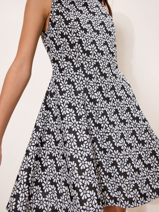 Dsiney Kidz - Lipsy Black/White Floral Jersey Jacquard Dress (5-16yrs) image 2