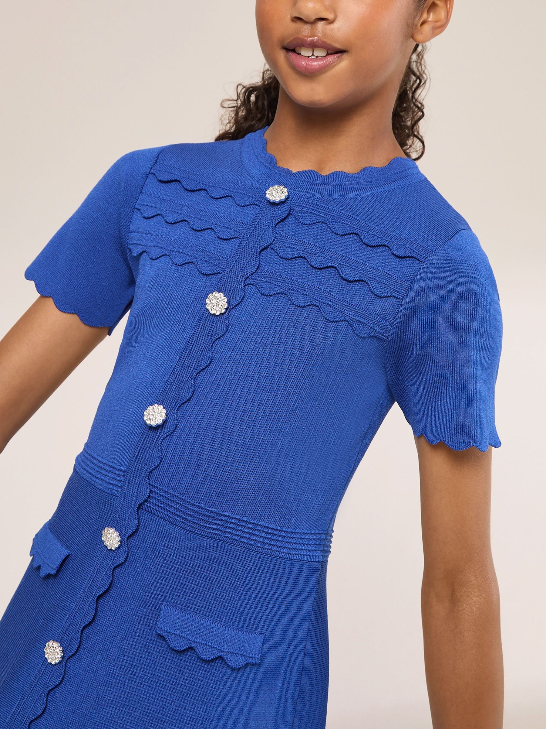 Dsiney Kidz - Lipsy Cobalt Blue Short Sleeve Knit Dress (5-16yrs) image 2