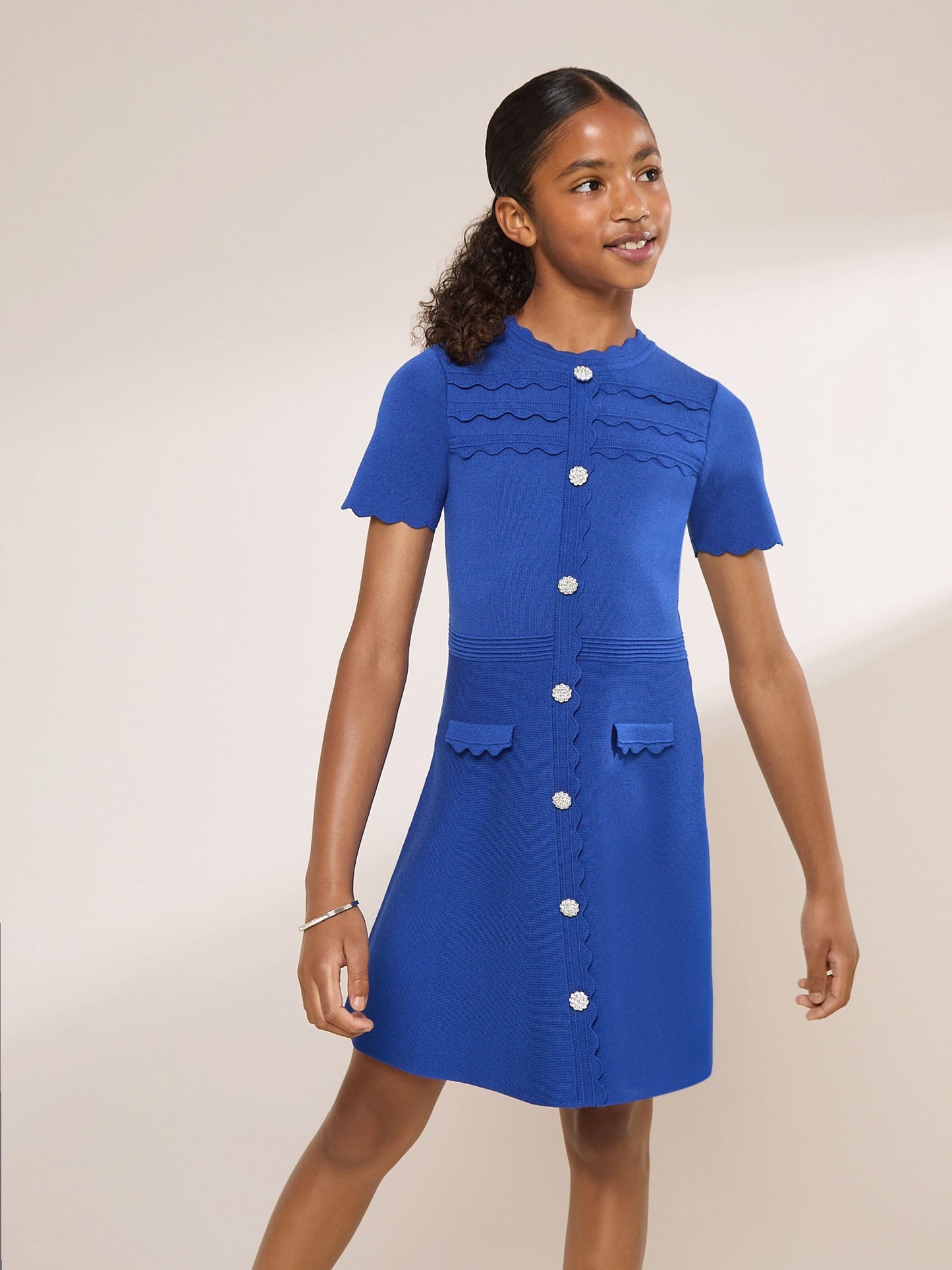 Dsiney Kidz - Lipsy Cobalt Blue Short Sleeve Knit Dress (5-16yrs) image 3