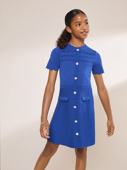 Dsiney Kidz - Lipsy Cobalt Blue Short Sleeve Knit Dress (5-16yrs) image 3
