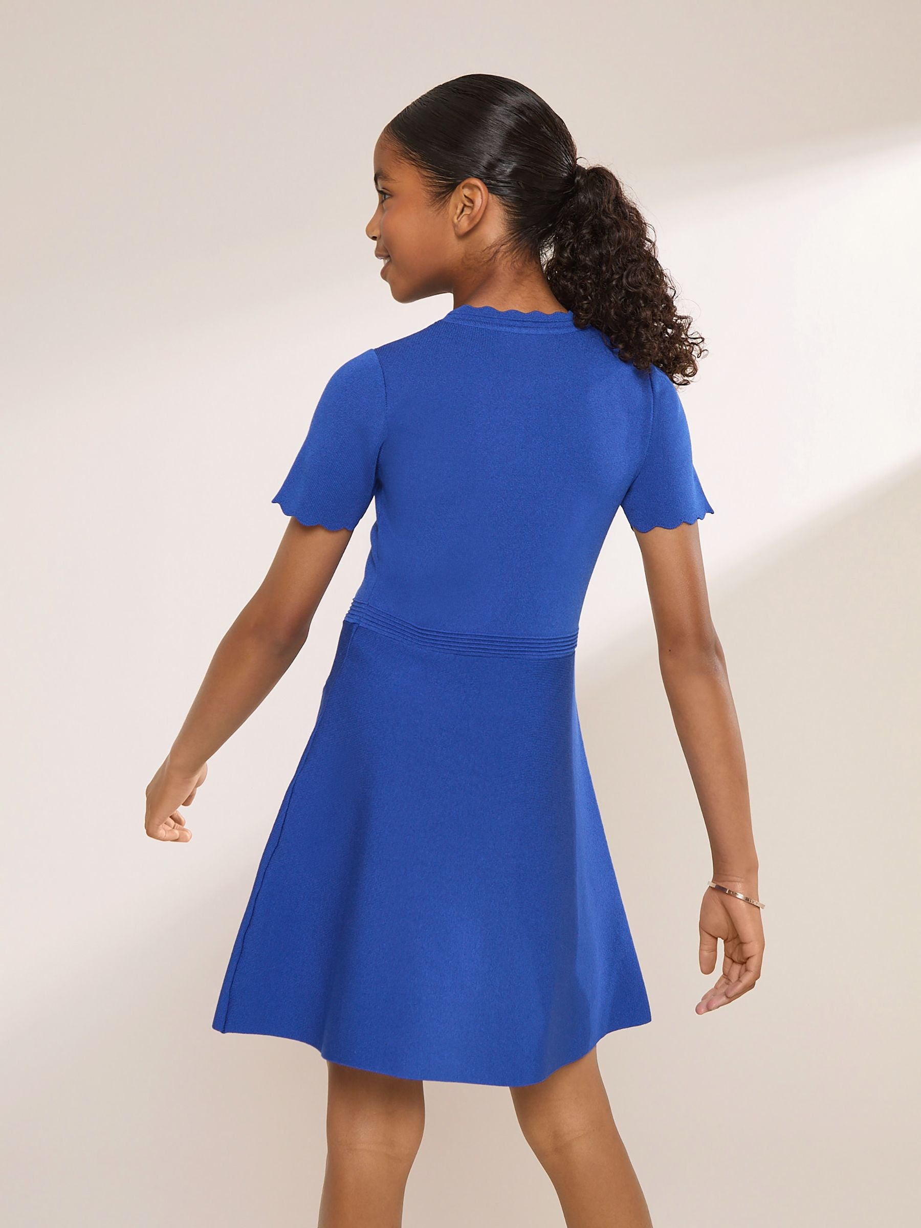 Dsiney Kidz - Lipsy Cobalt Blue Short Sleeve Knit Dress (5-16yrs) image 5