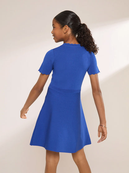 Dsiney Kidz - Lipsy Cobalt Blue Short Sleeve Knit Dress (5-16yrs) image 5