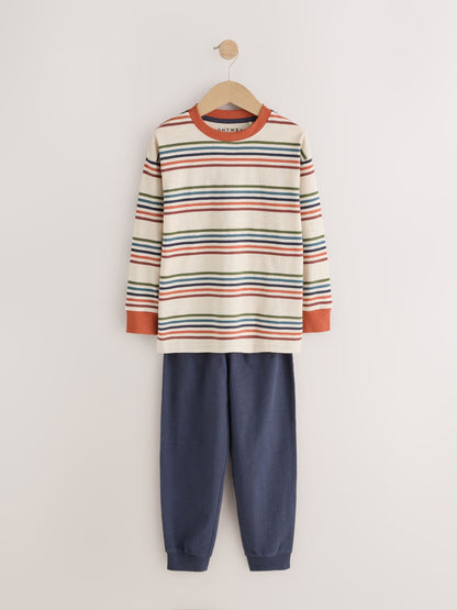 Orange/Navy/Green Stripe Long Sleeve Jogger Pyjamas Set 3 Pack (3-16yrs) - image 2