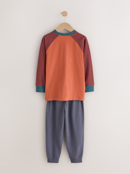Orange/Navy/Green Stripe Long Sleeve Jogger Pyjamas Set 3 Pack (3-16yrs) - image 3