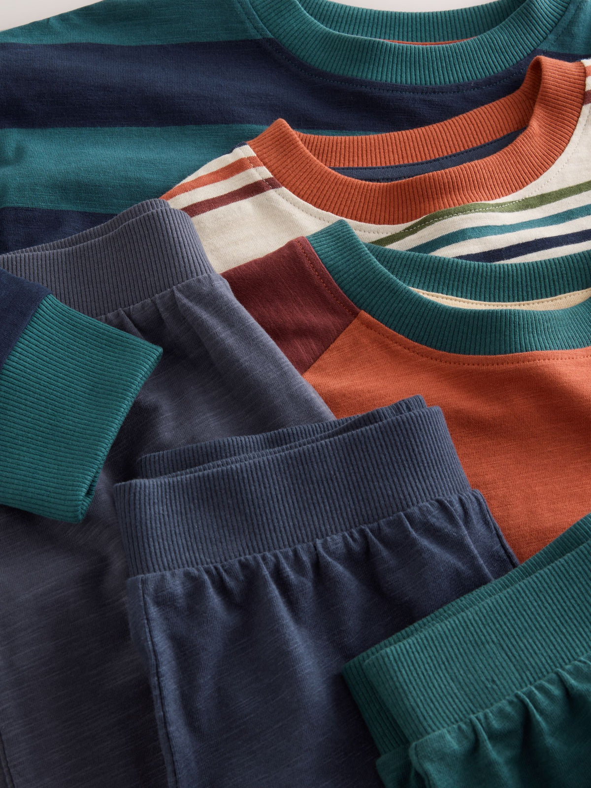 Orange/Navy/Green Stripe Long Sleeve Jogger Pyjamas Set 3 Pack (3-16yrs) - image 7