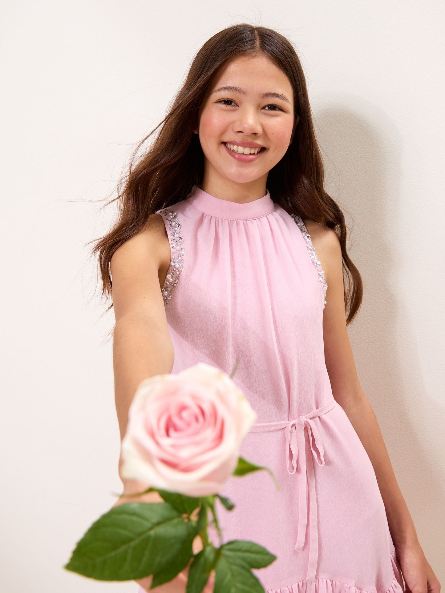 Dsiney Kidz - Lipsy Pink Chiffon Occasion Dress (5-16yrs) image 2