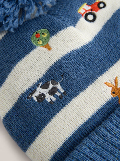 Dsiney Kidz - Blue Farm Embroidered Pom Beanie (3mths-16yrs) image 2