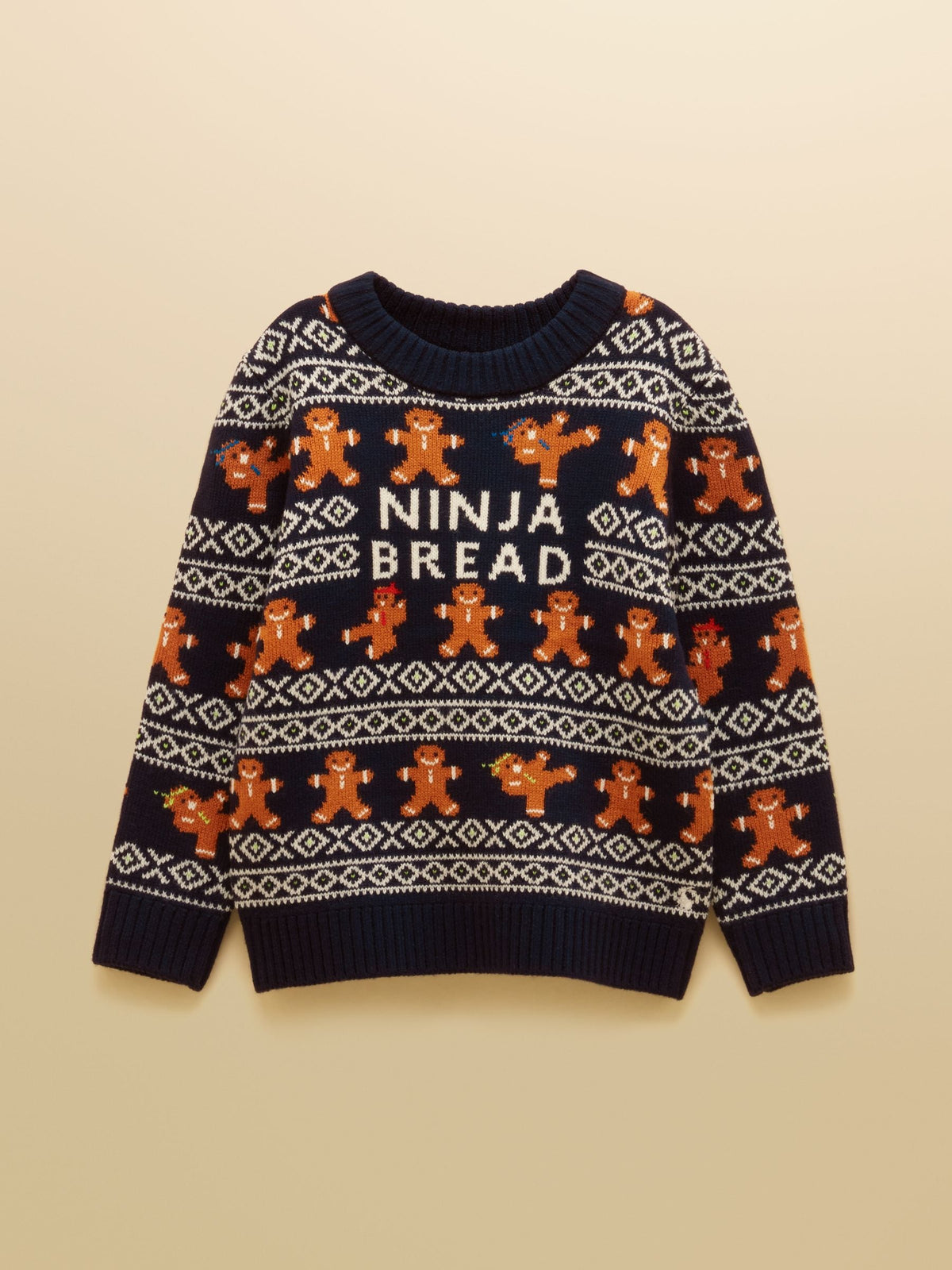 Joules Boys' Ninjabread Navy Crew Neck Knitted Jumper - image 1