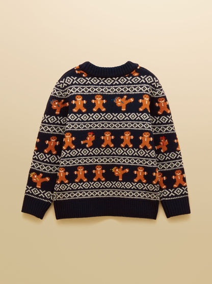 Joules Boys' Ninjabread Navy Crew Neck Knitted Jumper - image 2