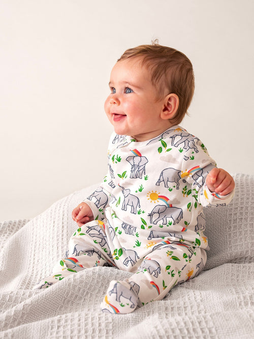 Frugi White Kimono Zip Babygrow image 1