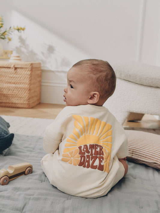 Neutral Sunshine Rebecca Zwanzig Seminal Printed Button Through Baby Romper image 1