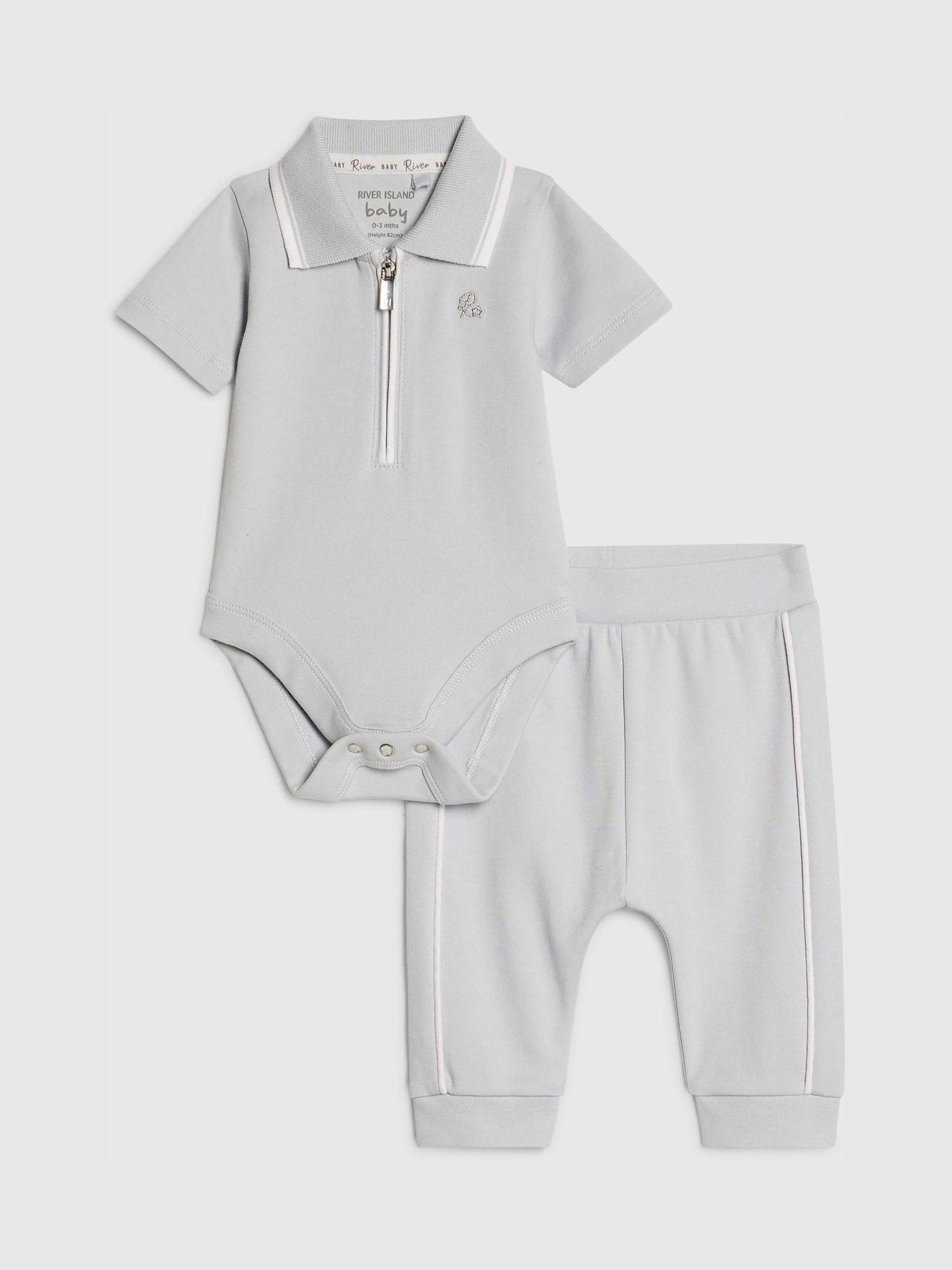 River Island Grey Zip Polo Tipped Bodysuit Set image 1