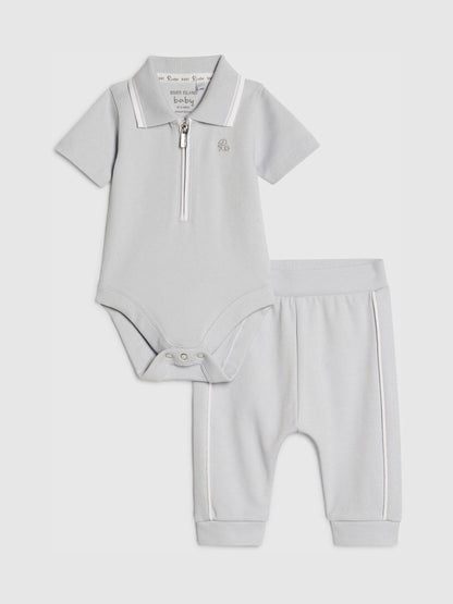 River Island Grey Zip Polo Tipped Bodysuit Set image 1