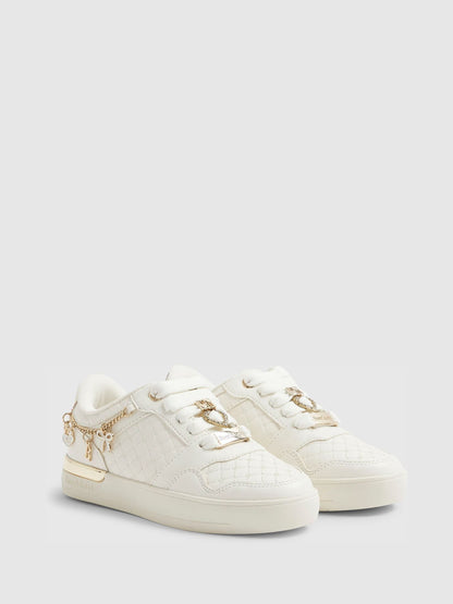 River Island White Quilted Charm Trainers image 2