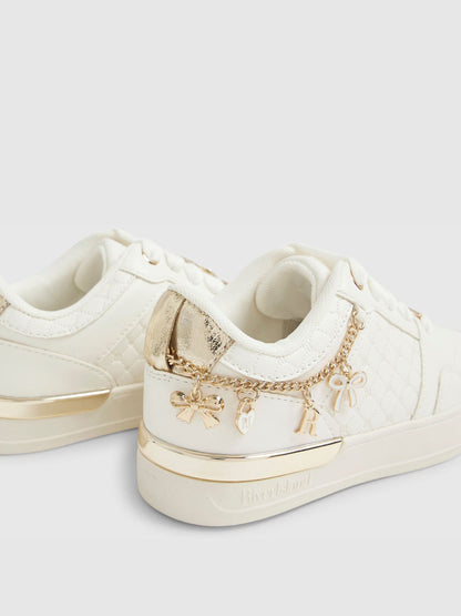 River Island White Quilted Charm Trainers image 3
