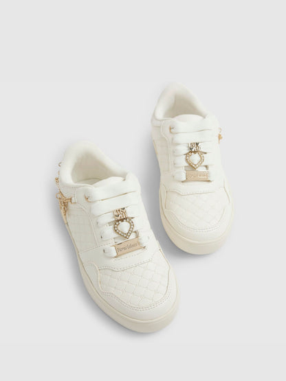River Island White Quilted Charm Trainers image 4