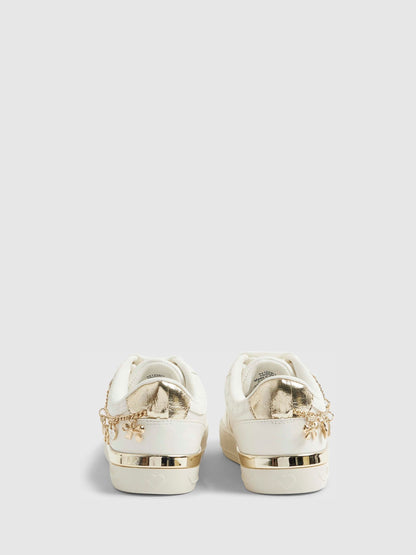 River Island White Quilted Charm Trainers image 5