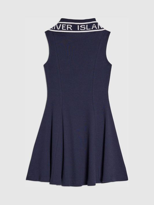 Dsiney Kidz - River Island Blue Logo Collar Polo Dress image 2