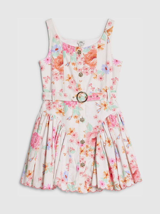 River Island White Ditsy Floral Prom Dress image 1