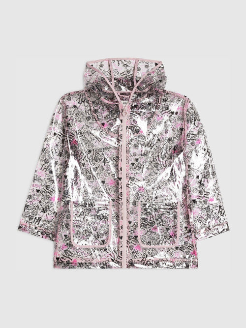 Dsiney Kidz - River Island Black Graffiti Glitter Hooded Rain Jacket image 1