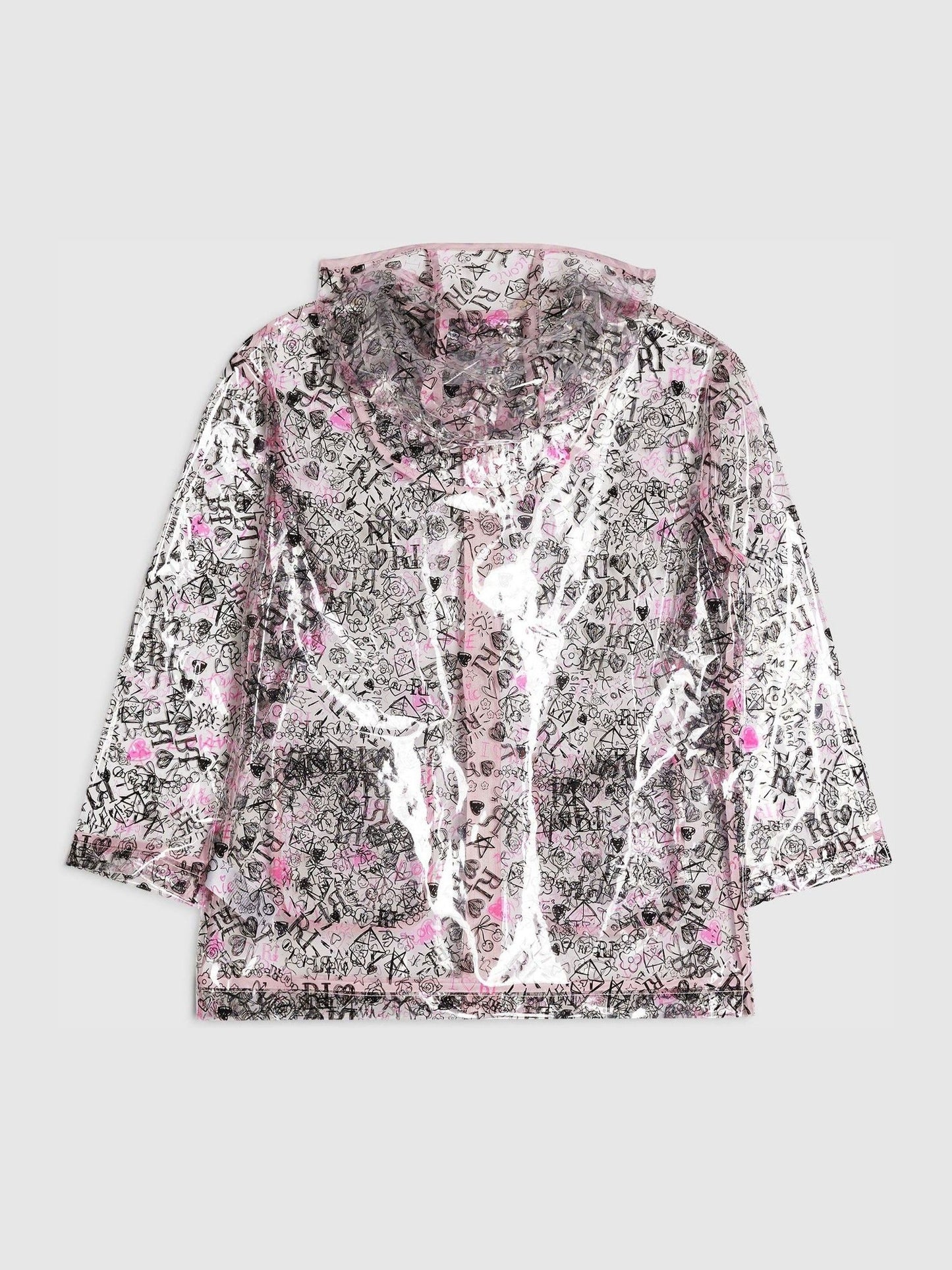 Dsiney Kidz - River Island Black Graffiti Glitter Hooded Rain Jacket image 2
