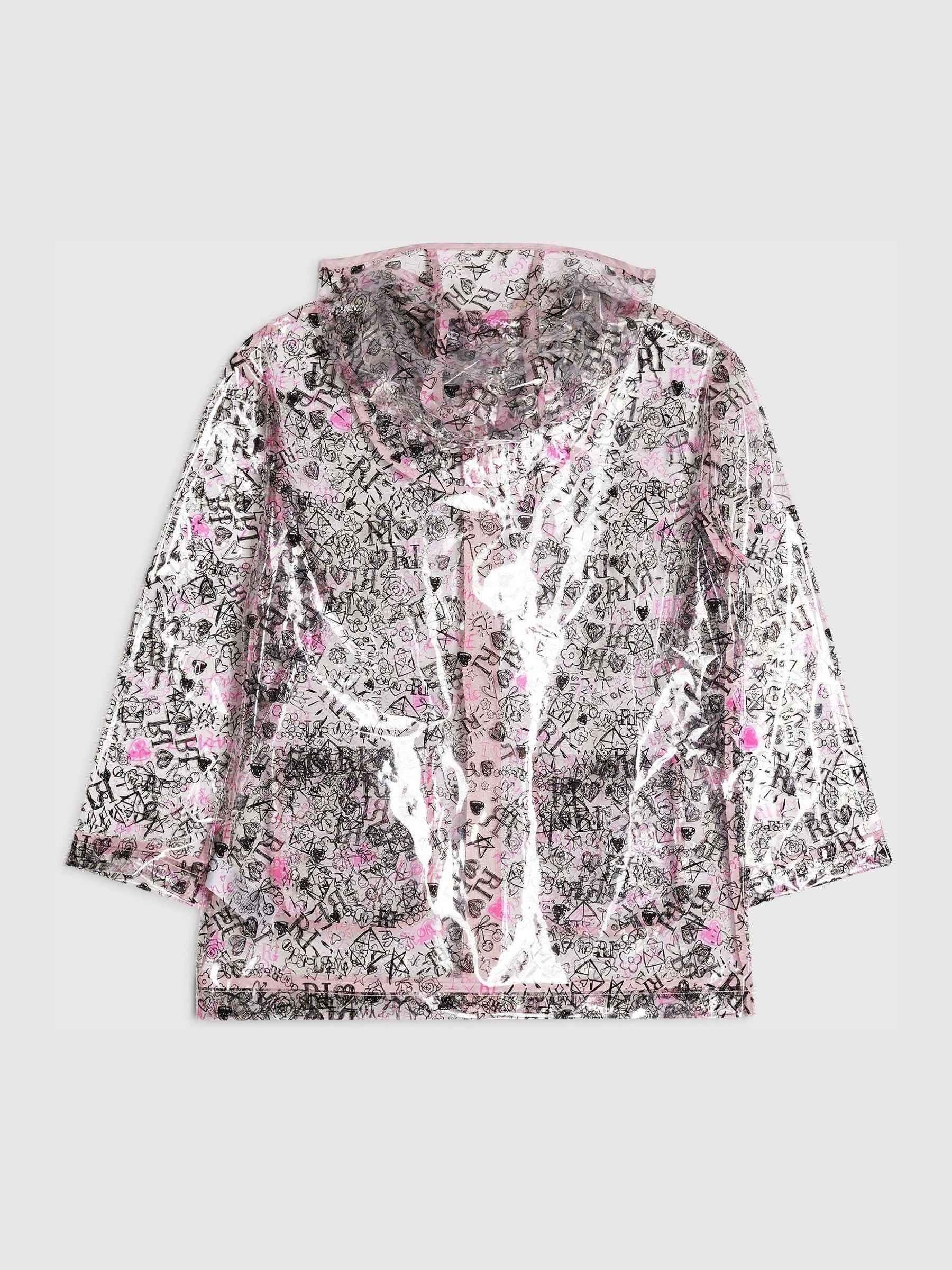 Dsiney Kidz - River Island Black Graffiti Glitter Hooded Rain Jacket image 2