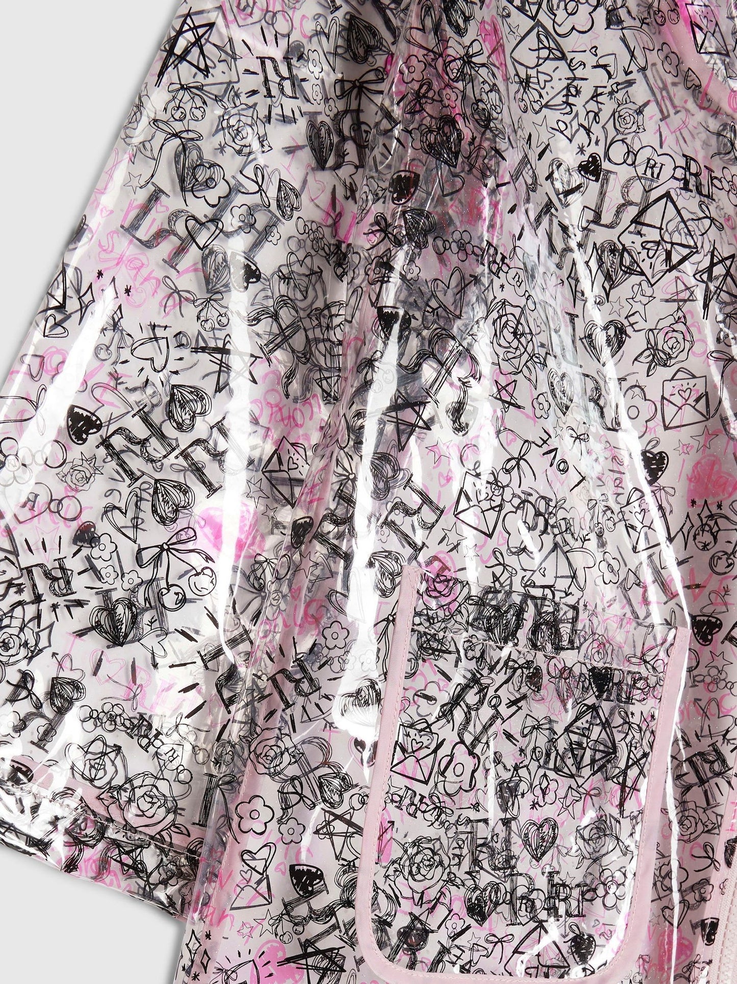 Dsiney Kidz - River Island Black Graffiti Glitter Hooded Rain Jacket image 3
