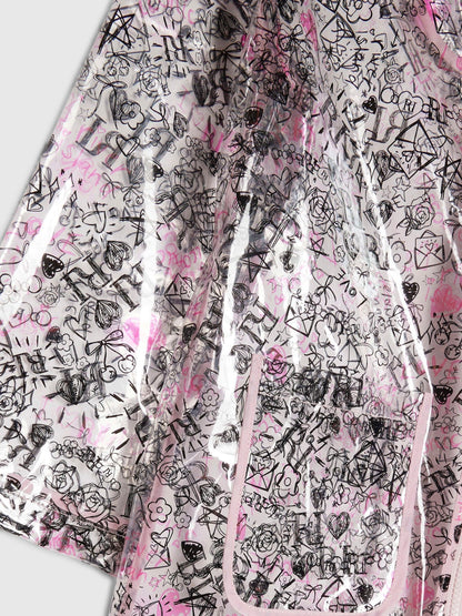 Dsiney Kidz - River Island Black Graffiti Glitter Hooded Rain Jacket image 3