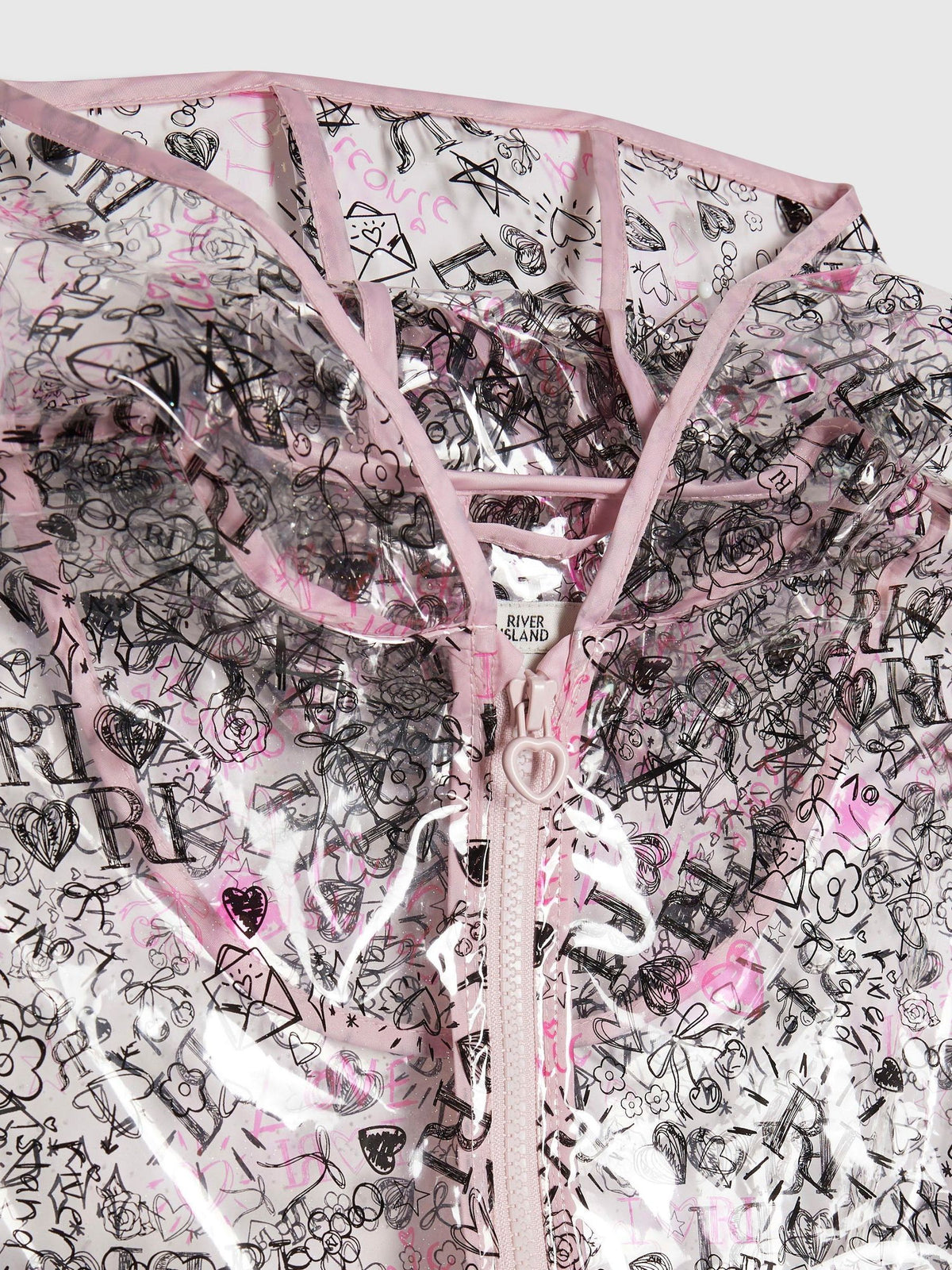 Dsiney Kidz - River Island Black Graffiti Glitter Hooded Rain Jacket image 4