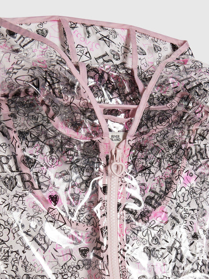Dsiney Kidz - River Island Black Graffiti Glitter Hooded Rain Jacket image 4