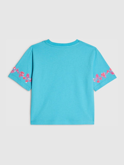 Dsiney Kidz - River Island Blue L'amour Neon Floral T-Shirt image 2