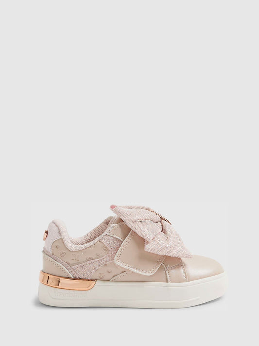 River Island Pink Hook and Loop Bow Trainers image 1
