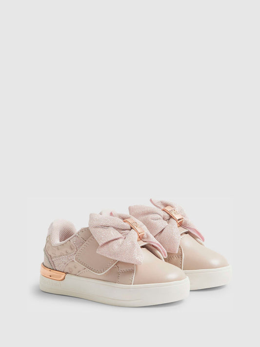 River Island Pink Hook and Loop Bow Trainers image 2