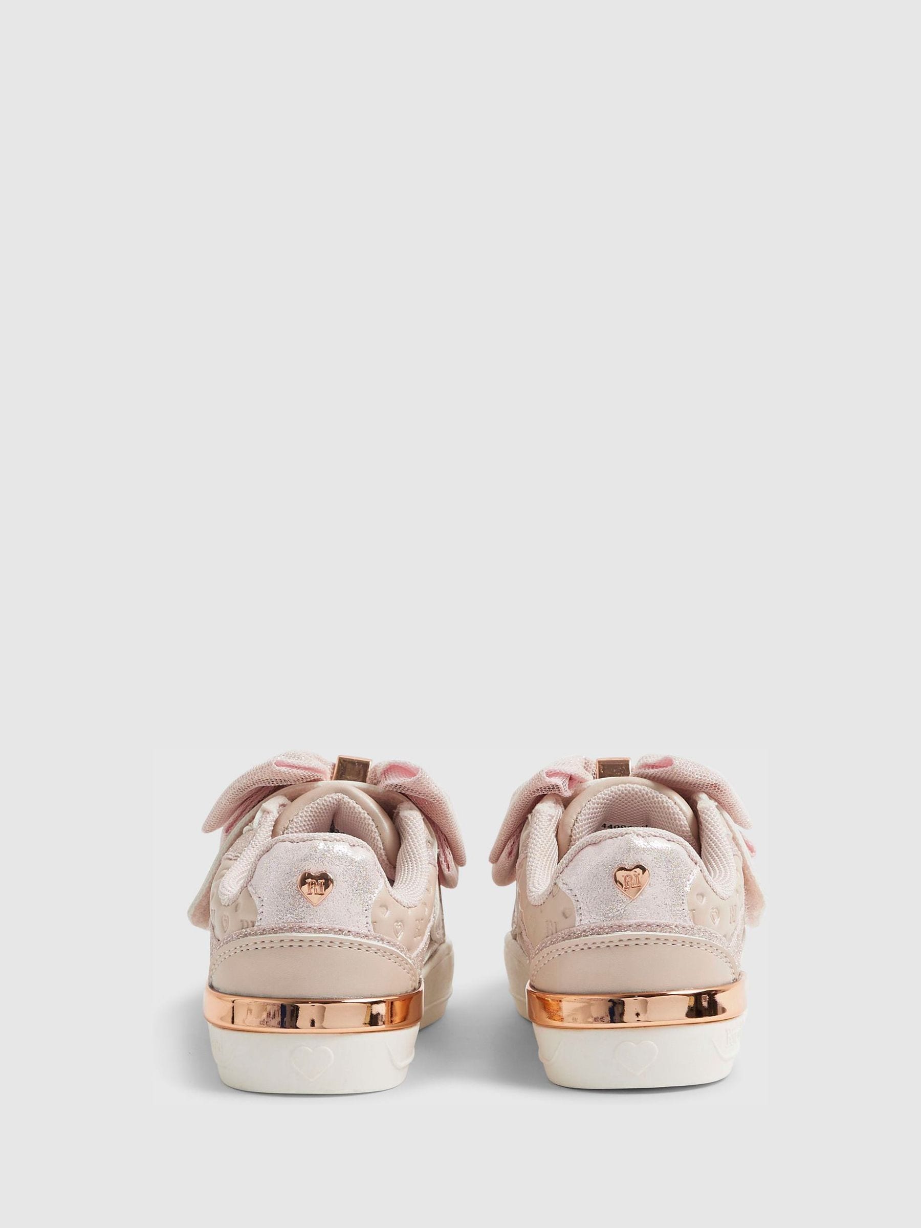 River Island Pink Hook and Loop Bow Trainers image 3
