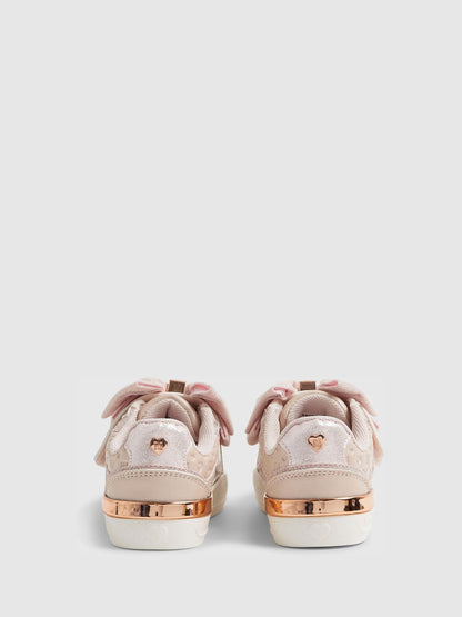 River Island Pink Hook and Loop Bow Trainers image 3