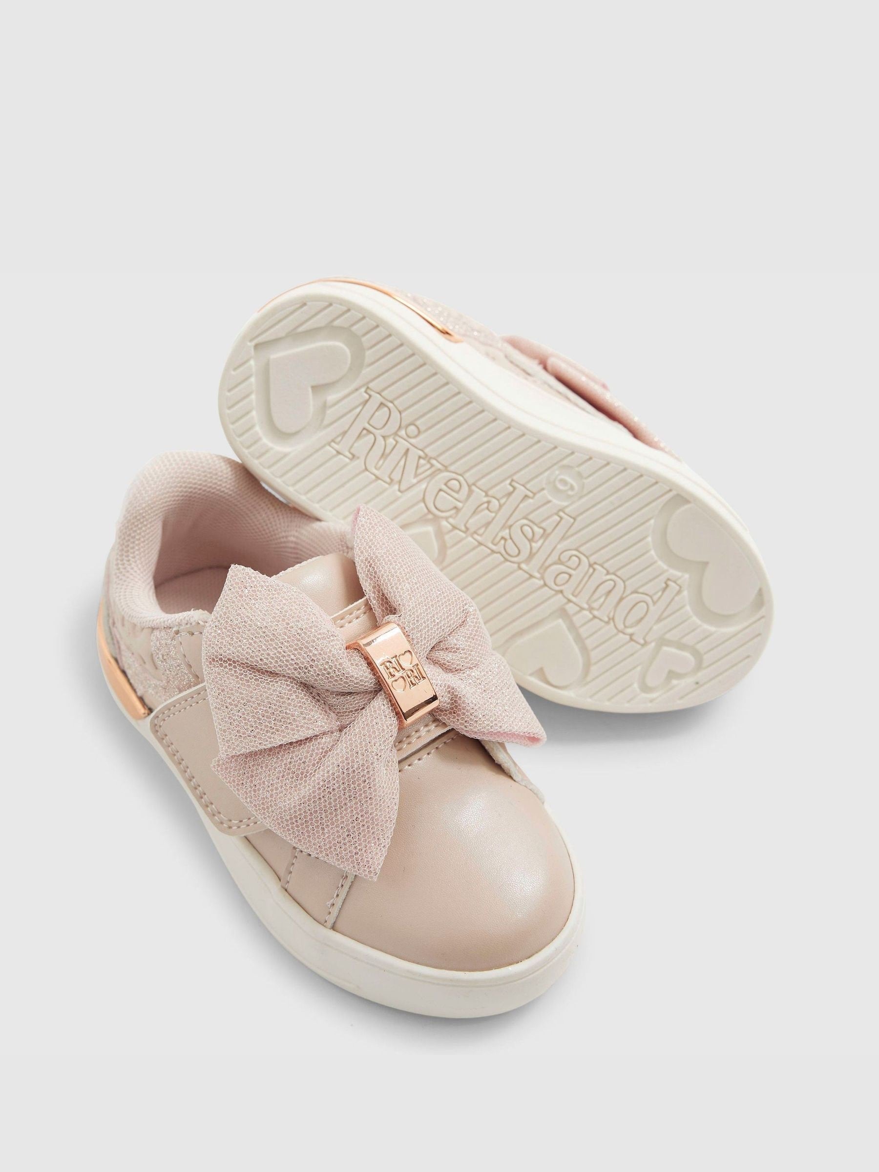 River Island Pink Hook and Loop Bow Trainers image 5
