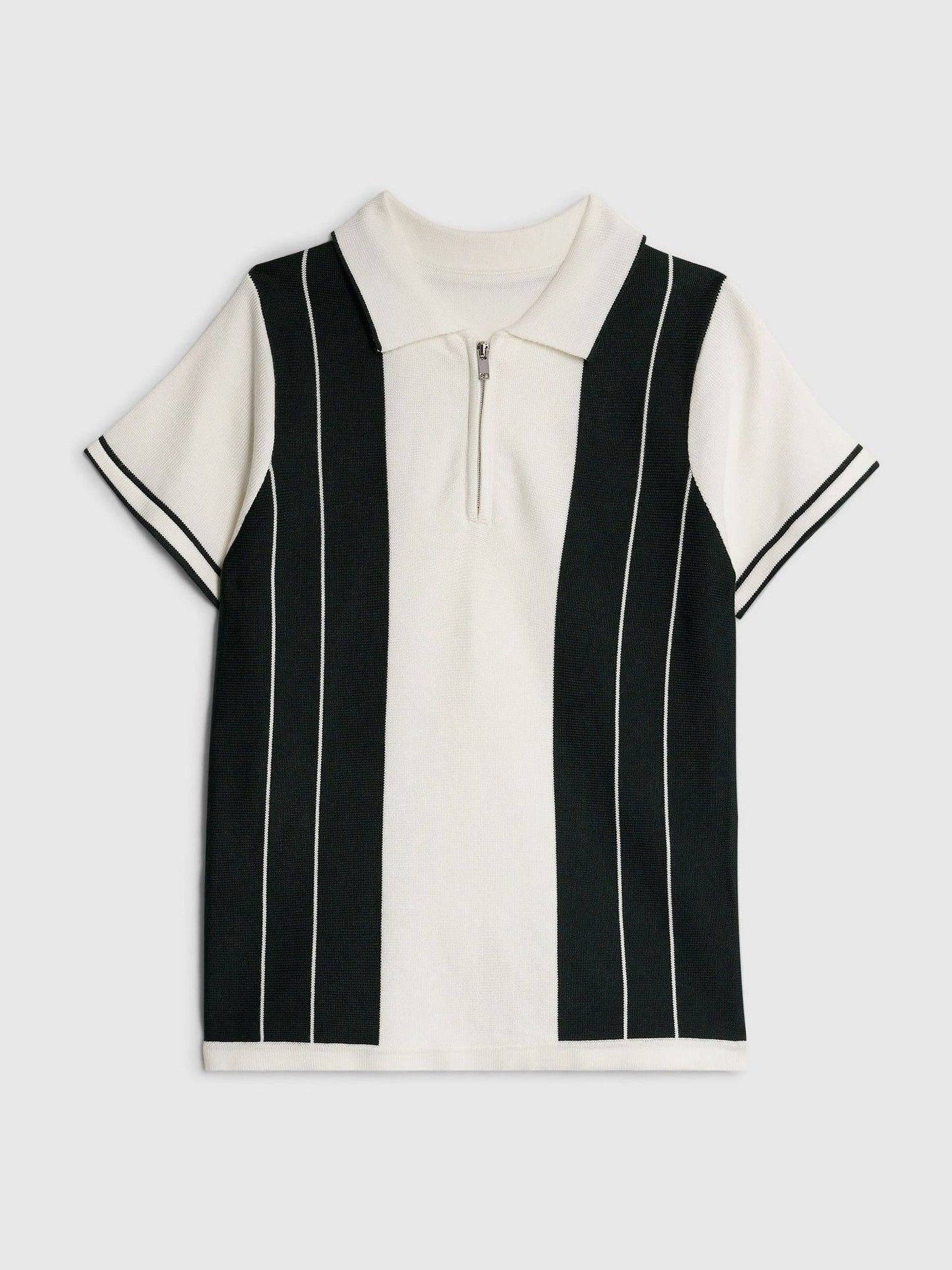 Dsiney Kidz - River Island White/Green Stripe Zip Polo Shirt image 3