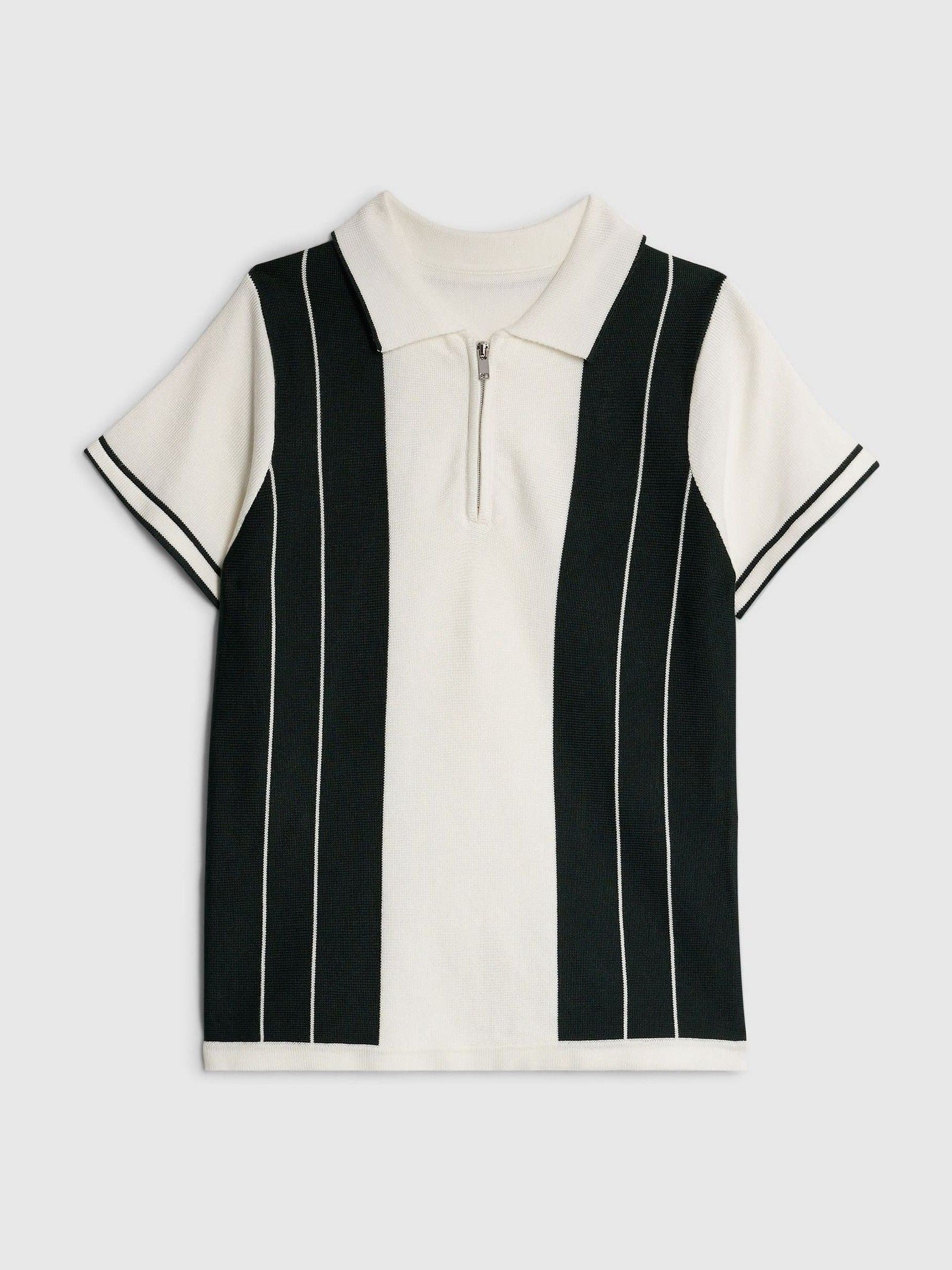 Dsiney Kidz - River Island White/Green Stripe Zip Polo Shirt image 3