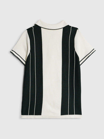 Dsiney Kidz - River Island White/Green Stripe Zip Polo Shirt image 4