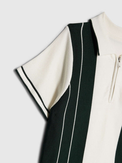 Dsiney Kidz - River Island White/Green Stripe Zip Polo Shirt image 5
