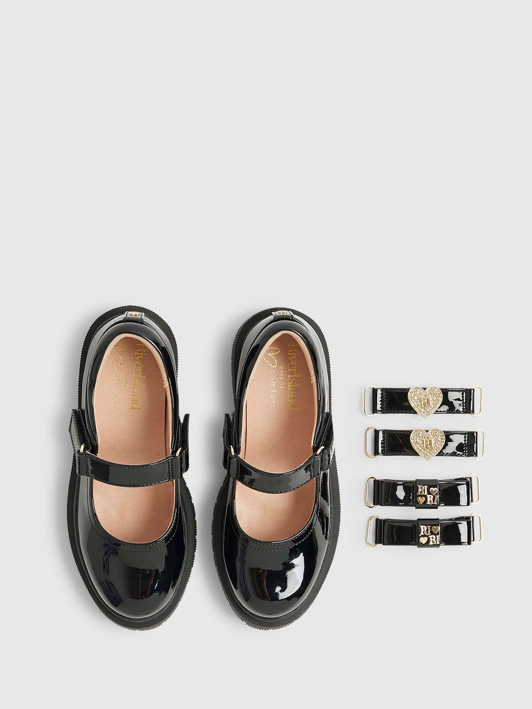 River Island Black Multi Strap Mary Jane Shoes image 4