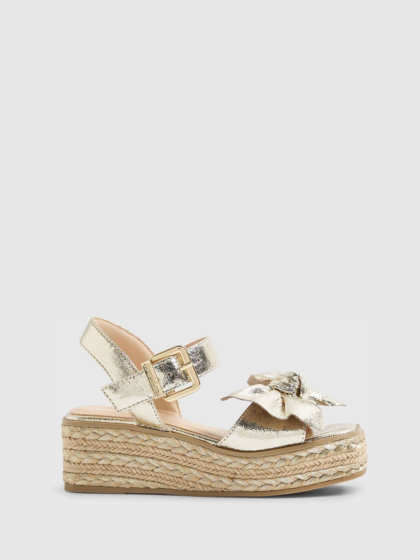 River Island Gold Metallic Bow Wedge Sandals image 1
