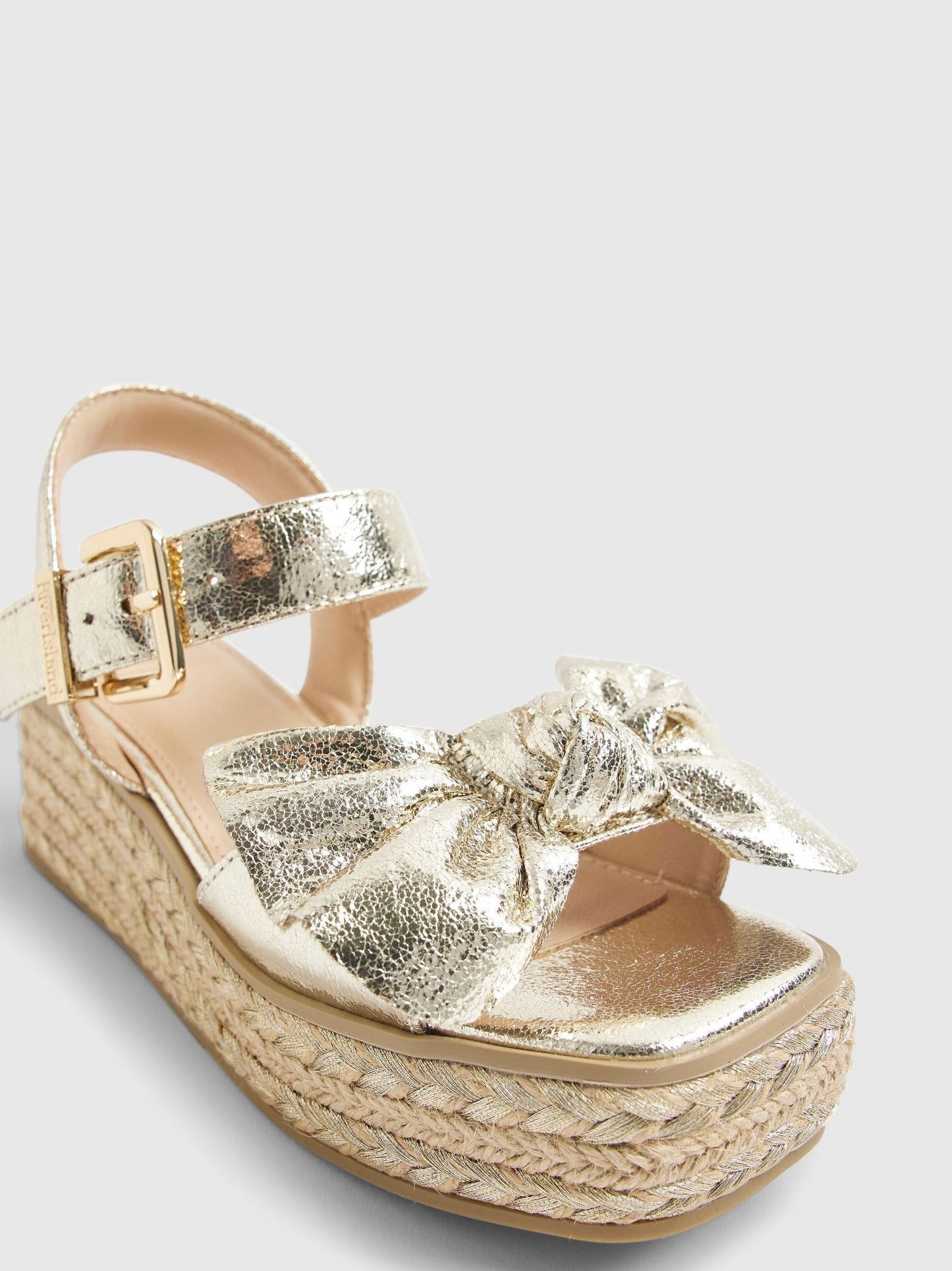 River Island Gold Metallic Bow Wedge Sandals image 5