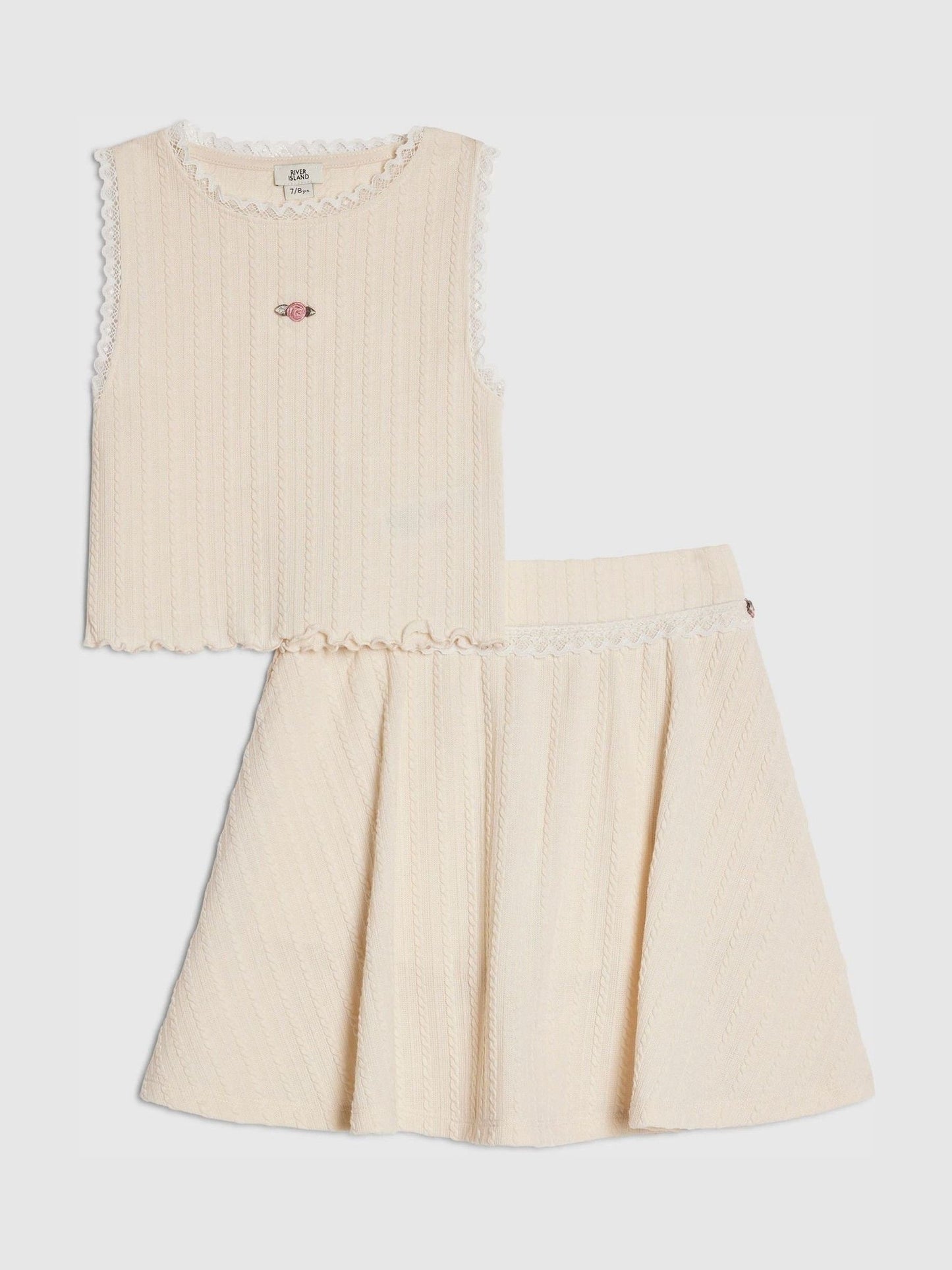 Dsiney Kidz - River Island Cream Woven Top & Skirt Set image 1