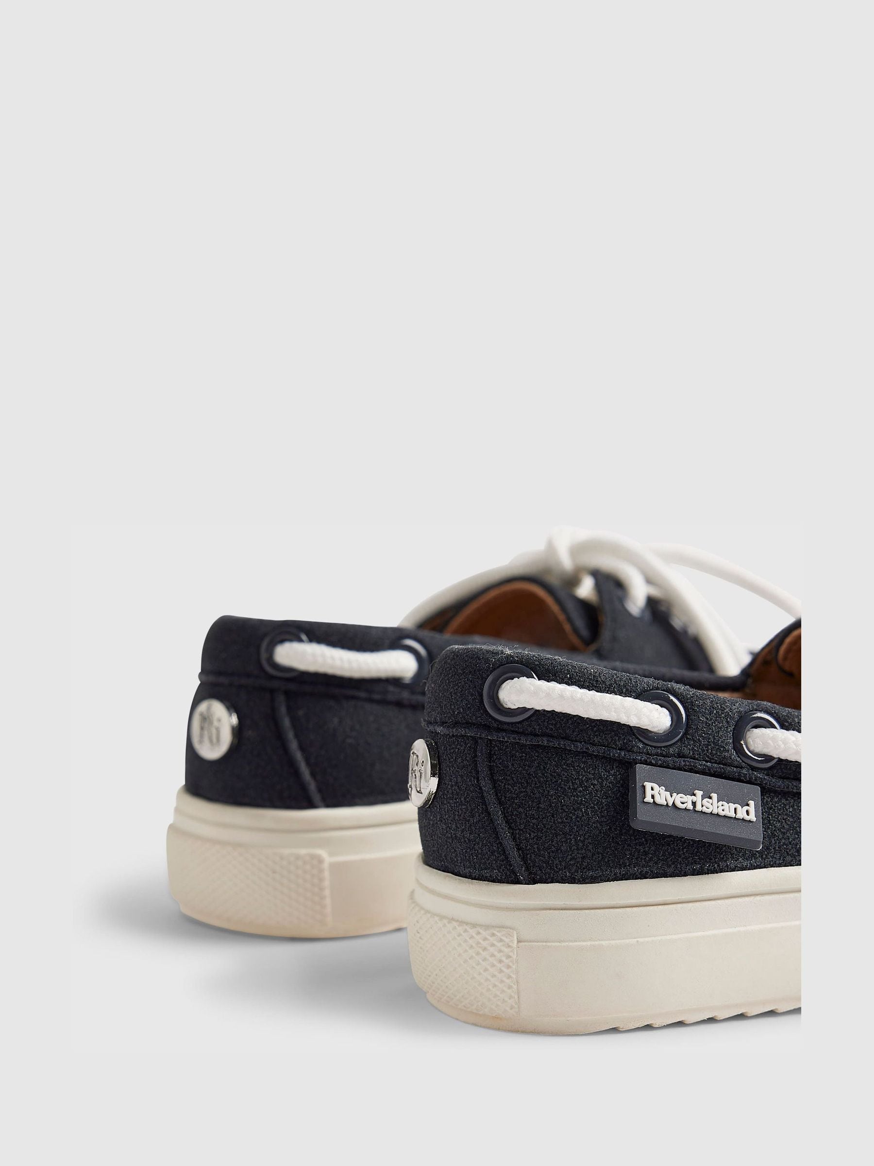 River Island Blue Lace Up Boat Shoes image 5