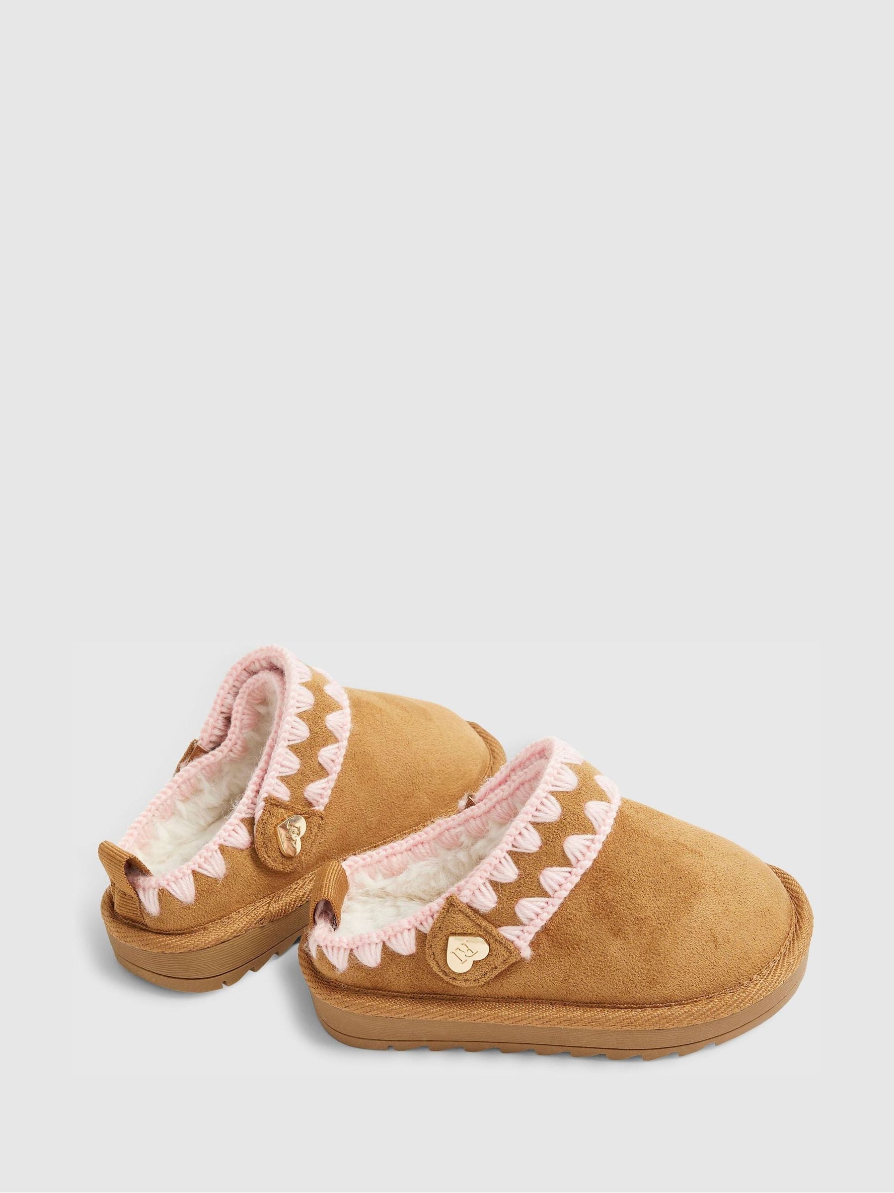 River Island Brown Whipstitch Strap Slippers image 3