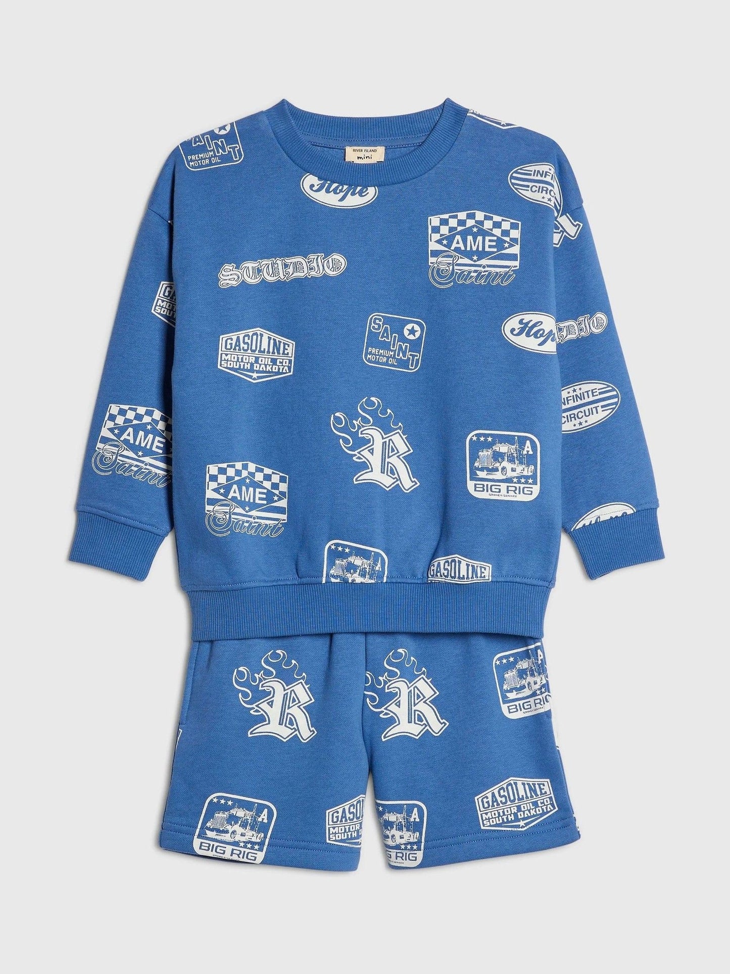 River Island Blue Badge Printed Hoody & Jogger Set image 3