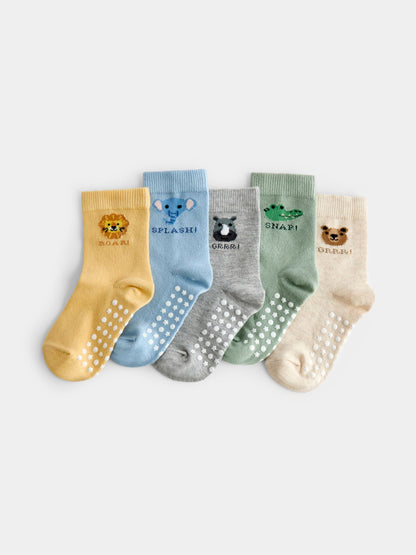 JoJo Maman Bébé Multi 5-Pack Safari Animal Socks - image 1