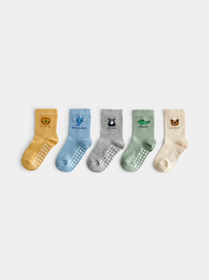 JoJo Maman Bébé Multi 5-Pack Safari Animal Socks - image 2